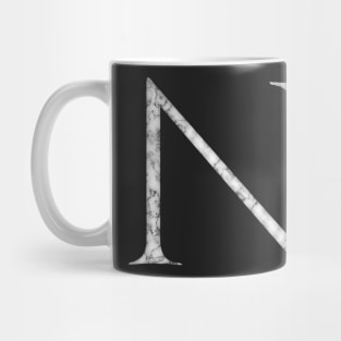 N in Roman White Marble Latin Alphabet Letter Sticker Mug